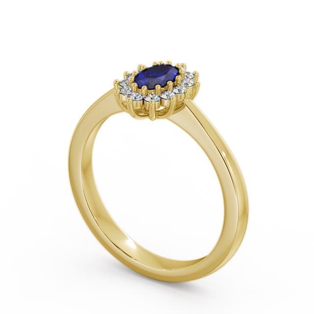 Cluster Blue Sapphire and Diamond 0.52ct Ring 18K Yellow Gold - Louvel GEM12_YG_BS_SIDE