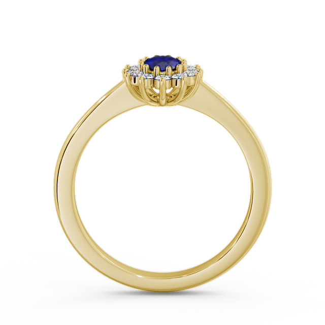 Cluster Blue Sapphire and Diamond 0.52ct Ring 18K Yellow Gold - Louvel GEM12_YG_BS_UP