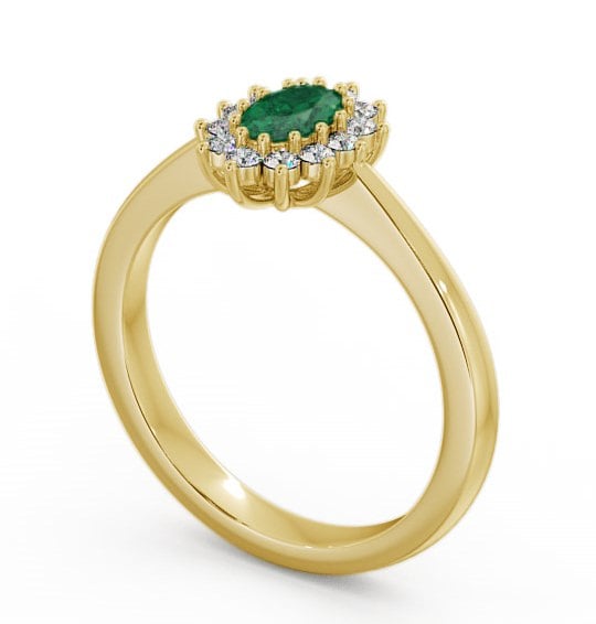 Cluster Emerald and Diamond 0.47ct Ring 9K Yellow Gold - Louvel GEM12_YG_EM_THUMB1