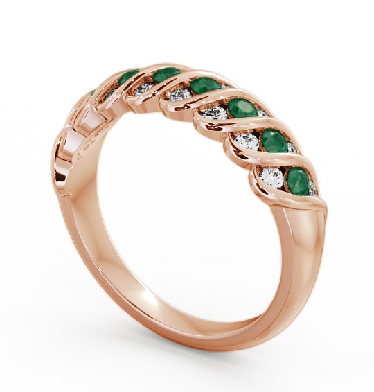 Half Eternity Emerald and Diamond 0.47ct Ring 9K Rose Gold - Reneta GEM13_RG_EM_THUMB1