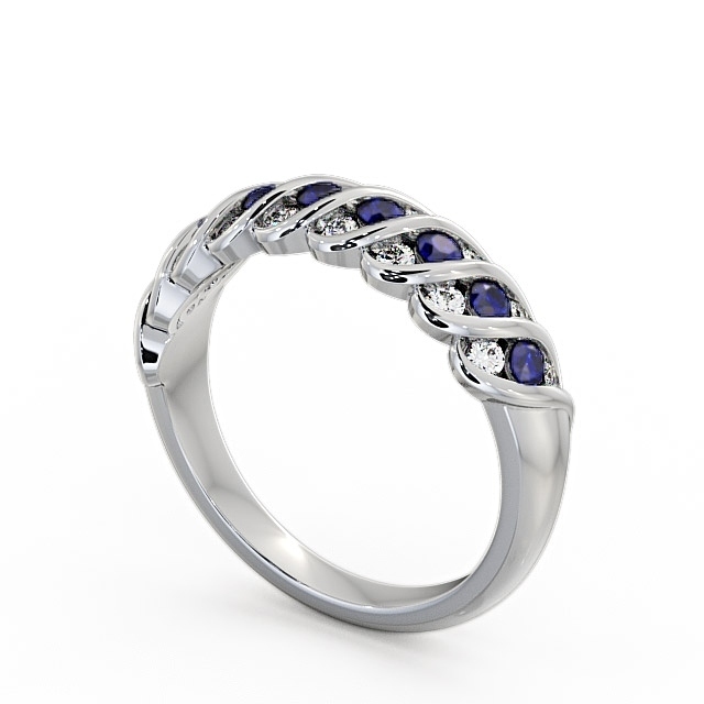 Half Eternity Blue Sapphire and Diamond 0.56ct Ring Platinum - Reneta GEM13_WG_BS_SIDE