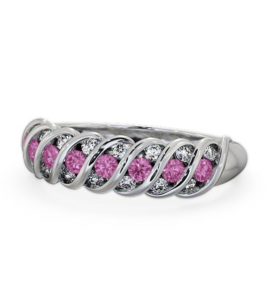  Half Eternity Pink Sapphire and Diamond 0.56ct Ring 9K White Gold - Reneta GEM13_WG_PS_THUMB2 