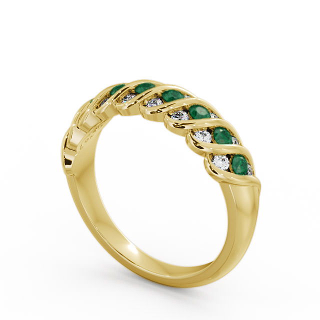 Half Eternity Emerald and Diamond 0.47ct Ring 18K Yellow Gold - Reneta GEM13_YG_EM_SIDE