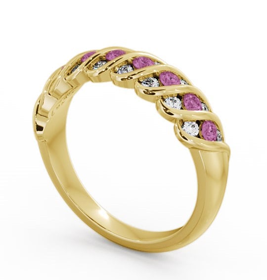 Half Eternity Pink Sapphire and Diamond 0.56ct Ring 9K Yellow Gold - Reneta GEM13_YG_PS_THUMB1