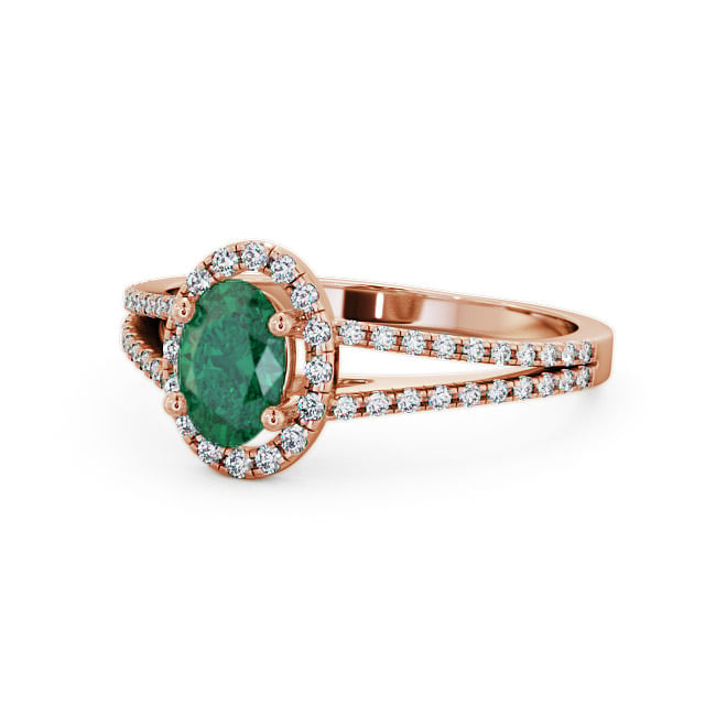 Halo Emerald and Diamond 0.78ct Ring 18K Rose Gold - Tristan GEM14_RG_EM_FLAT