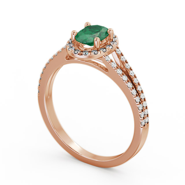 Halo Emerald and Diamond 0.78ct Ring 18K Rose Gold - Tristan GEM14_RG_EM_SIDE