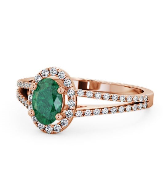  Halo Emerald and Diamond 0.78ct Ring 9K Rose Gold - Tristan GEM14_RG_EM_THUMB2 