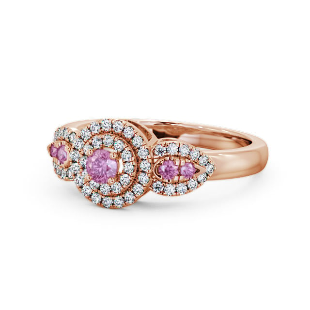 Cluster Pink Sapphire and Diamond 0.50ct Ring 9K Rose Gold - Camila GEM15_RG_PS_FLAT