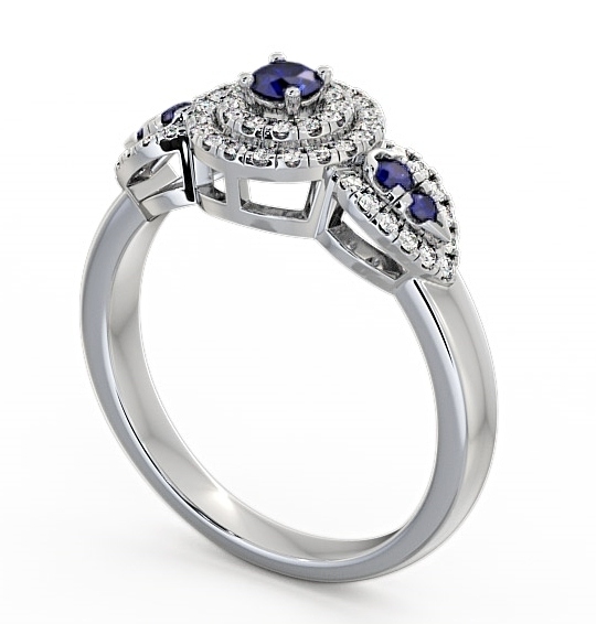 Cluster Blue Sapphire and Diamond 0.50ct Ring 18K White Gold - Camila GEM15_WG_BS_THUMB1 