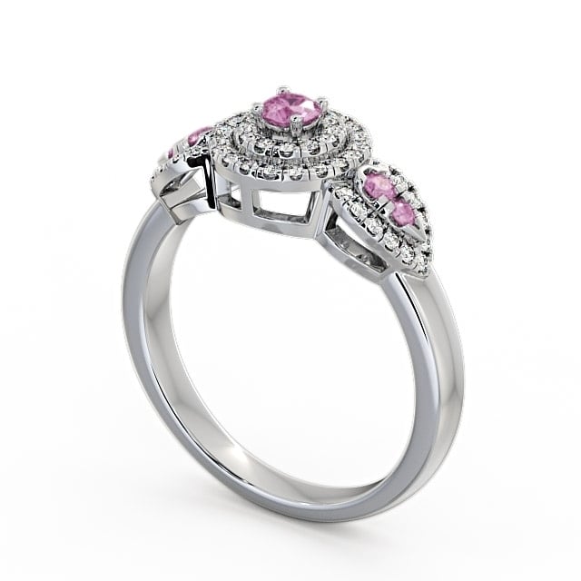 Cluster Pink Sapphire and Diamond 0.50ct Ring Platinum - Camila GEM15_WG_PS_SIDE