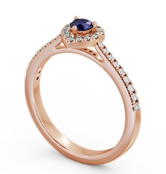Halo Blue Sapphire and Diamond 0.50ct Ring 18K Rose Gold - Neiva GEM16_RG_BS_THUMB1