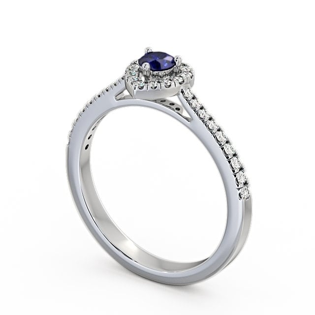 Halo Blue Sapphire and Diamond 0.50ct Ring 9K White Gold - Neiva GEM16_WG_BS_SIDE