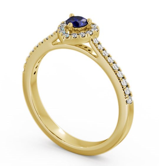 Halo Blue Sapphire and Diamond 0.50ct Ring 18K Yellow Gold - Neiva GEM16_YG_BS_THUMB1