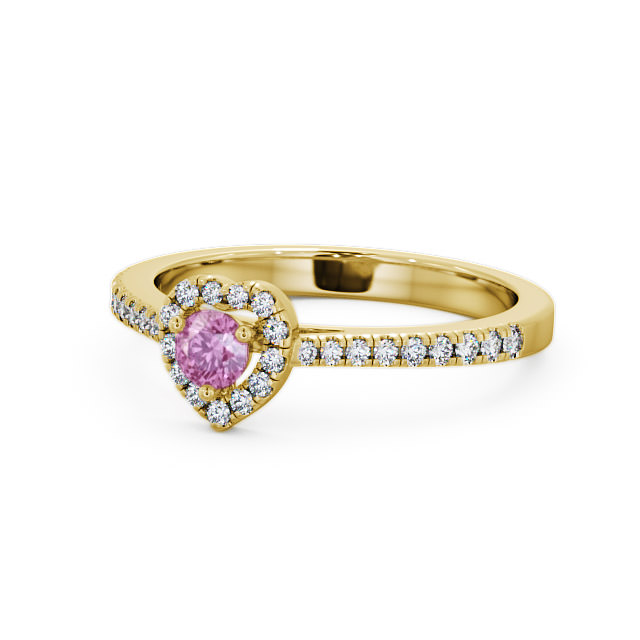 Halo Pink Sapphire and Diamond 0.50ct Ring 9K Yellow Gold - Neiva GEM16_YG_PS_FLAT