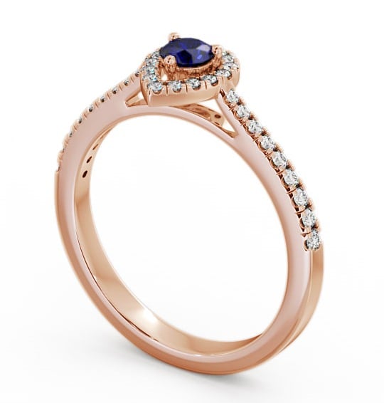 Halo Blue Sapphire and Diamond 0.37ct Ring 18K Rose Gold - Ruelle GEM17_RG_BS_THUMB1