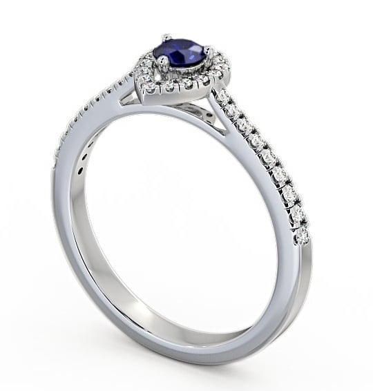 Halo Blue Sapphire and Diamond 0.37ct Ring 9K White Gold - Ruelle GEM17_WG_BS_THUMB1