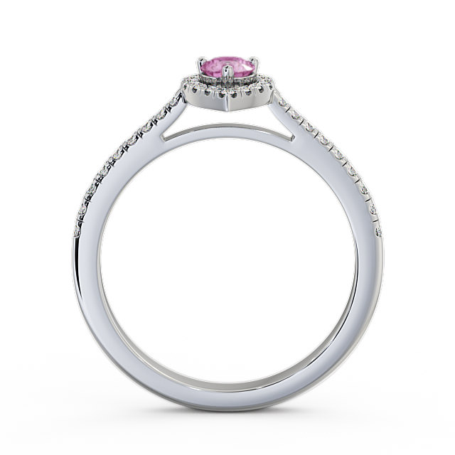 Halo Pink Sapphire and Diamond 0.37ct Ring 9K White Gold - Ruelle GEM17_WG_PS_UP