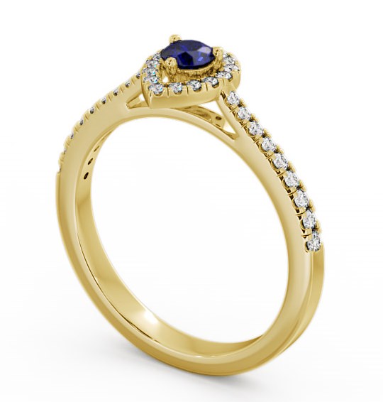 Halo Blue Sapphire and Diamond 0.37ct Ring 9K Yellow Gold - Ruelle GEM17_YG_BS_THUMB1