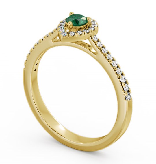 Halo Emerald and Diamond 0.34ct Ring 9K Yellow Gold - Ruelle GEM17_YG_EM_THUMB1
