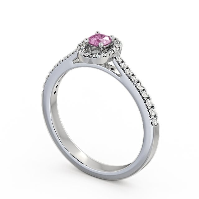 Halo Pink Sapphire and Diamond 0.36ct Ring 18K White Gold - Verel GEM18_WG_PS_SIDE