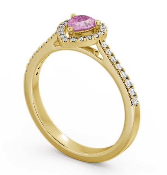 Halo Pink Sapphire and Diamond 0.57ct Ring 18K Yellow Gold - Orla GEM19_YG_PS_THUMB1