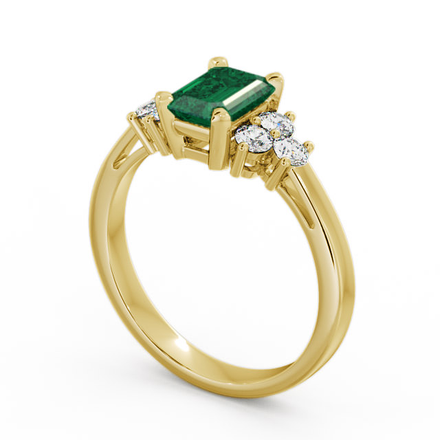 Emerald and Diamond 1.26ct Ring 9K Yellow Gold - Ambra GEM1_YG_EM_SIDE