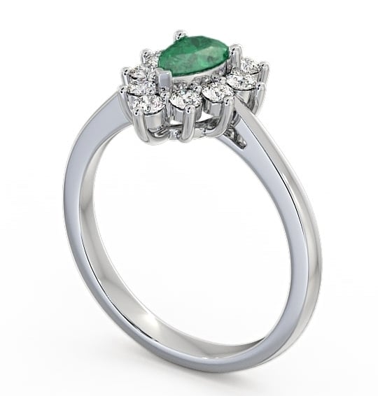  Cluster Emerald and Diamond 0.80ct Ring 18K White Gold - Lacey GEM20_WG_EM_THUMB1 