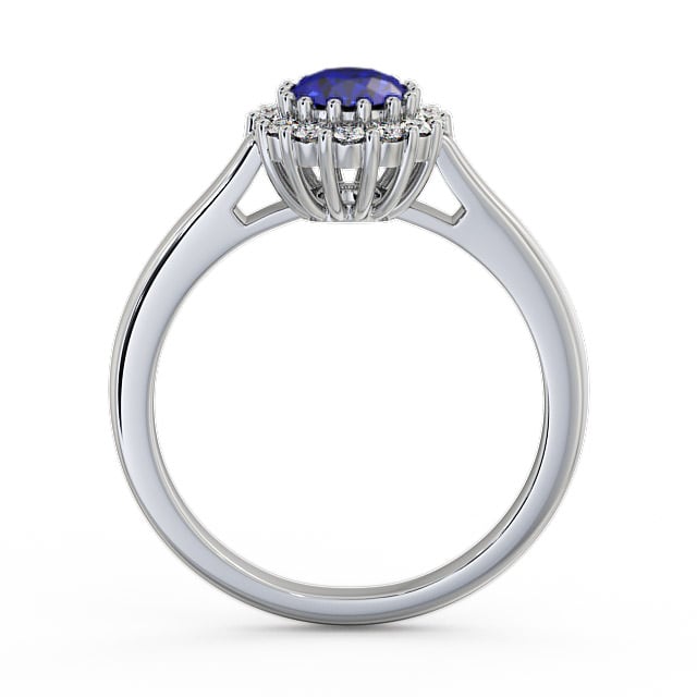 Halo Blue Sapphire and Diamond 0.81ct Ring 18K White Gold - Evita GEM21_WG_BS_UP