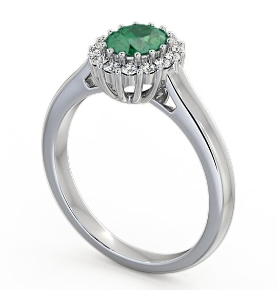 Halo Emerald and Diamond 0.73ct Ring 9K White Gold - Evita GEM21_WG_EM_THUMB1