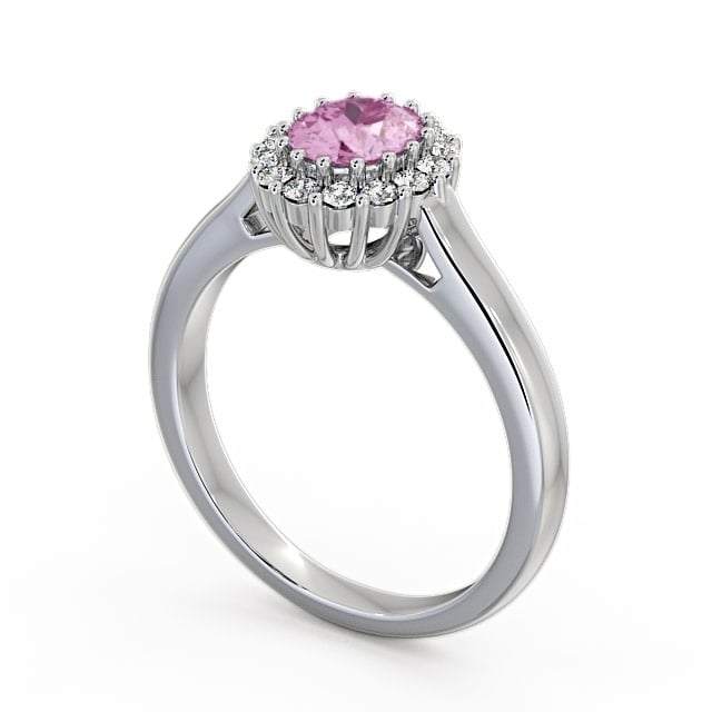 Halo Pink Sapphire and Diamond 0.81ct Ring Platinum - Evita GEM21_WG_PS_SIDE