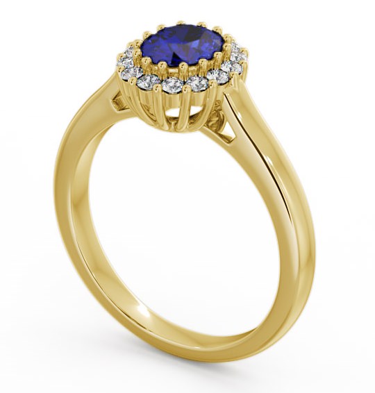Halo Blue Sapphire and Diamond 0.81ct Ring 9K Yellow Gold - Evita GEM21_YG_BS_THUMB1