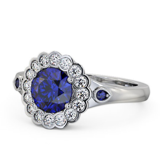  Halo Blue Sapphire and Diamond 1.69ct Ring 18K White Gold - Belen GEM22_WG_BS_THUMB2 