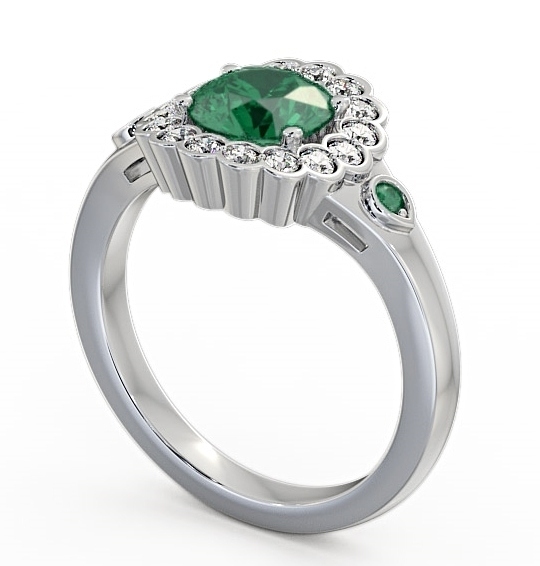  Halo Emerald and Diamond 1.53ct Ring 9K White Gold - Belen GEM22_WG_EM_THUMB1 