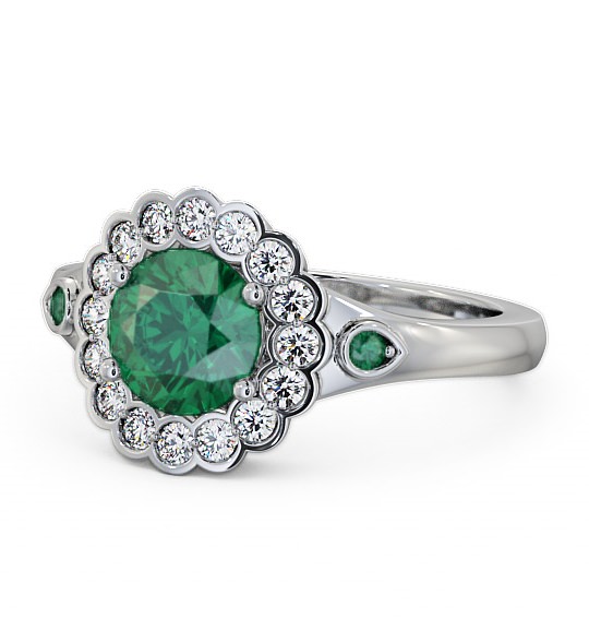  Halo Emerald and Diamond 1.53ct Ring 9K White Gold - Belen GEM22_WG_EM_THUMB2 