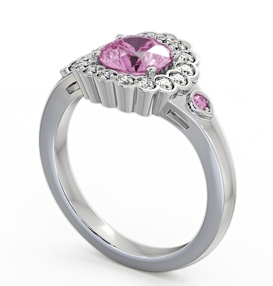 Halo Pink Sapphire and Diamond 1.69ct Ring Palladium - Belen GEM22_WG_PS_THUMB1