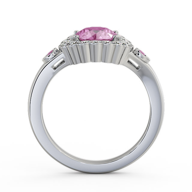 Halo Pink Sapphire and Diamond 1.69ct Ring Palladium - Belen GEM22_WG_PS_UP