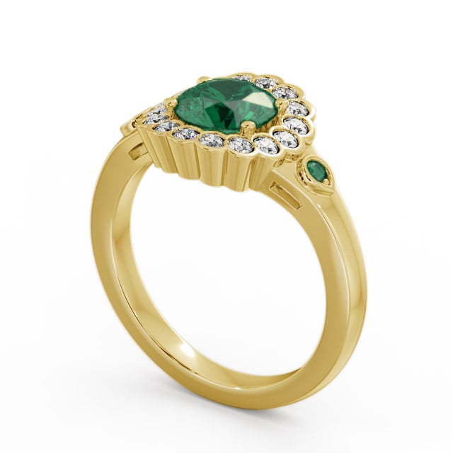 Halo Emerald and Diamond 1.53ct Ring 18K Yellow Gold - Belen GEM22_YG_EM_SIDE
