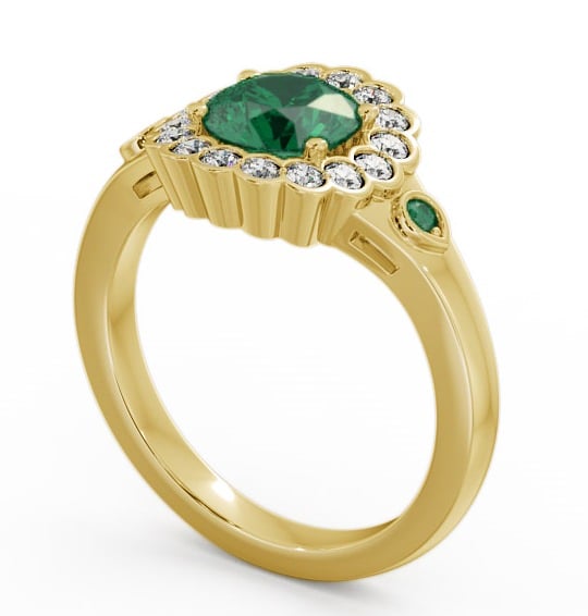 Halo Emerald and Diamond 1.53ct Ring 9K Yellow Gold - Belen GEM22_YG_EM_THUMB1