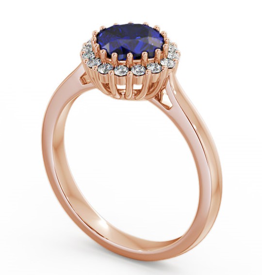 Halo Blue Sapphire and Diamond 1.46ct Ring 18K Rose Gold - Sienna GEM23_RG_BS_THUMB1