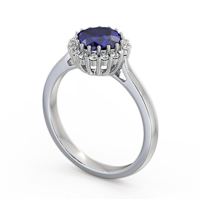 Halo Blue Sapphire and Diamond 1.46ct Ring 9K White Gold - Sienna GEM23_WG_BS_SIDE
