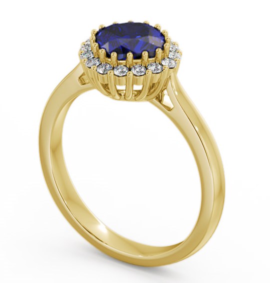 Halo Blue Sapphire and Diamond 1.46ct Ring 9K Yellow Gold - Sienna GEM23_YG_BS_THUMB1