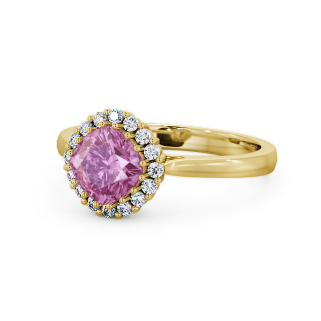 Halo Pink Sapphire and Diamond 1.46ct Ring 18K Yellow Gold - Sienna GEM23_YG_PS_FLAT