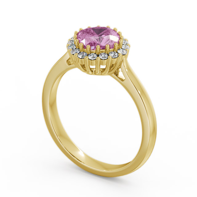 Halo Pink Sapphire and Diamond 1.46ct Ring 18K Yellow Gold - Sienna GEM23_YG_PS_SIDE