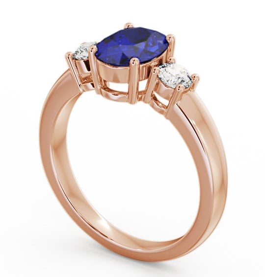 Three Stone Blue Sapphire and Diamond 1.30ct Ring 18K Rose Gold - Mila GEM24_RG_BS_THUMB1