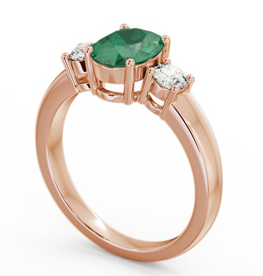  Three Stone Emerald and Diamond 1.15ct Ring 9K Rose Gold - Mila GEM24_RG_EM_THUMB1 