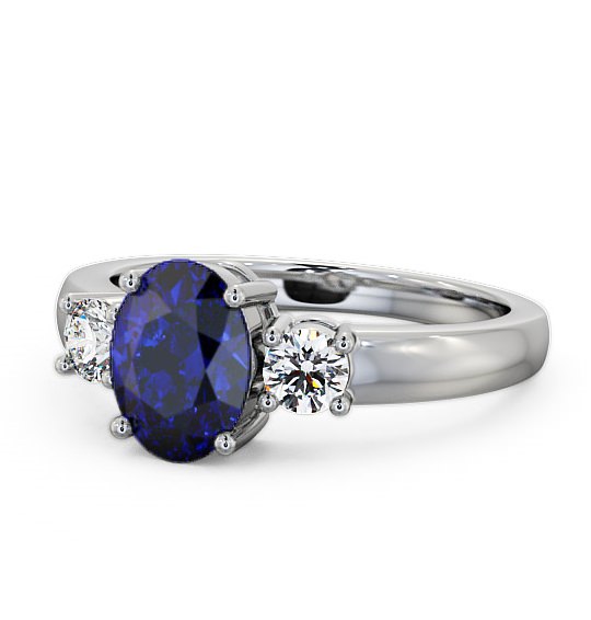  Three Stone Blue Sapphire and Diamond 1.30ct Ring 18K White Gold - Mila GEM24_WG_BS_THUMB2 