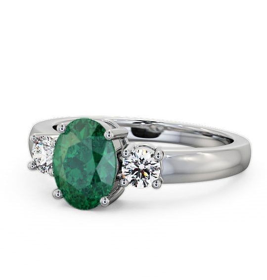  Three Stone Emerald and Diamond 1.15ct Ring 18K White Gold - Mila GEM24_WG_EM_THUMB2 