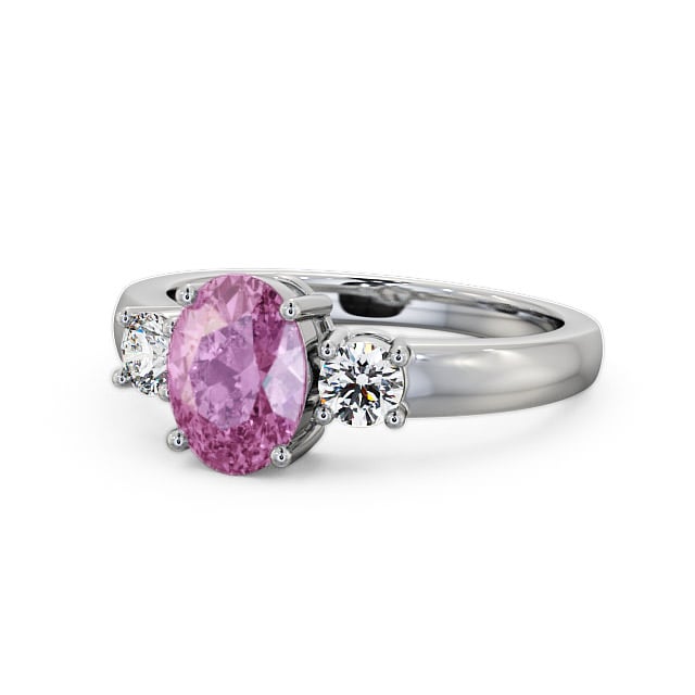 Three Stone Pink Sapphire and Diamond 1.30ct Ring Palladium - Mila GEM24_WG_PS_FLAT