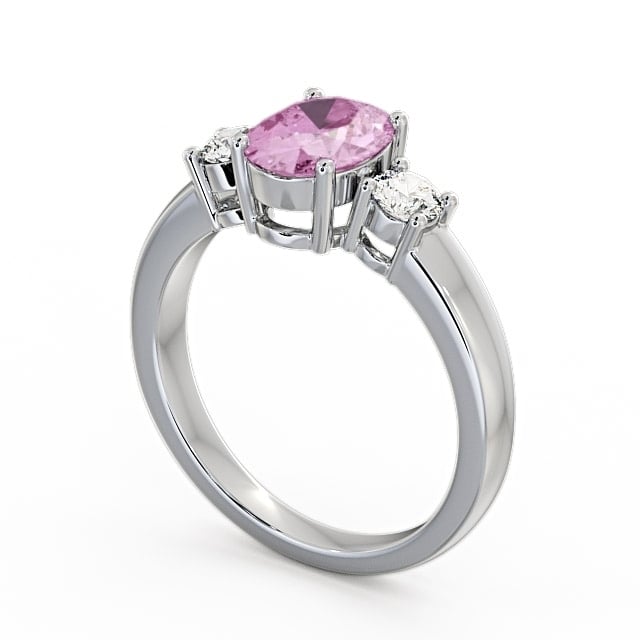 Three Stone Pink Sapphire and Diamond 1.30ct Ring 18K White Gold - Mila GEM24_WG_PS_SIDE