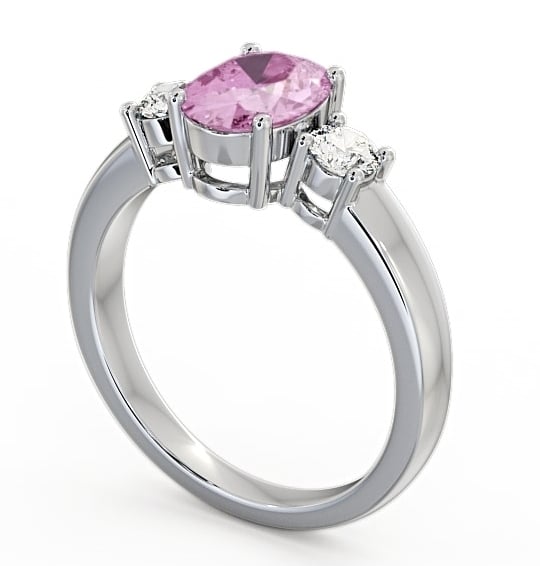 Three Stone Pink Sapphire and Diamond 1.30ct Ring Platinum - Mila GEM24_WG_PS_THUMB1